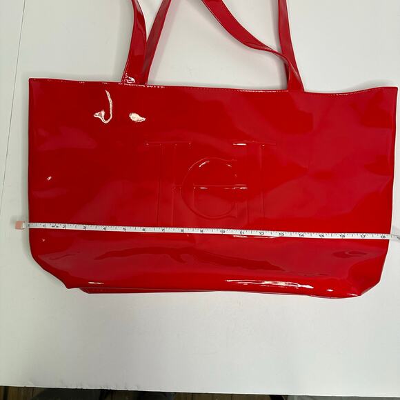 Carolina Herrera Good Girl Red Patent Tote Bag with Embossed Logo - Picture 8 of 12